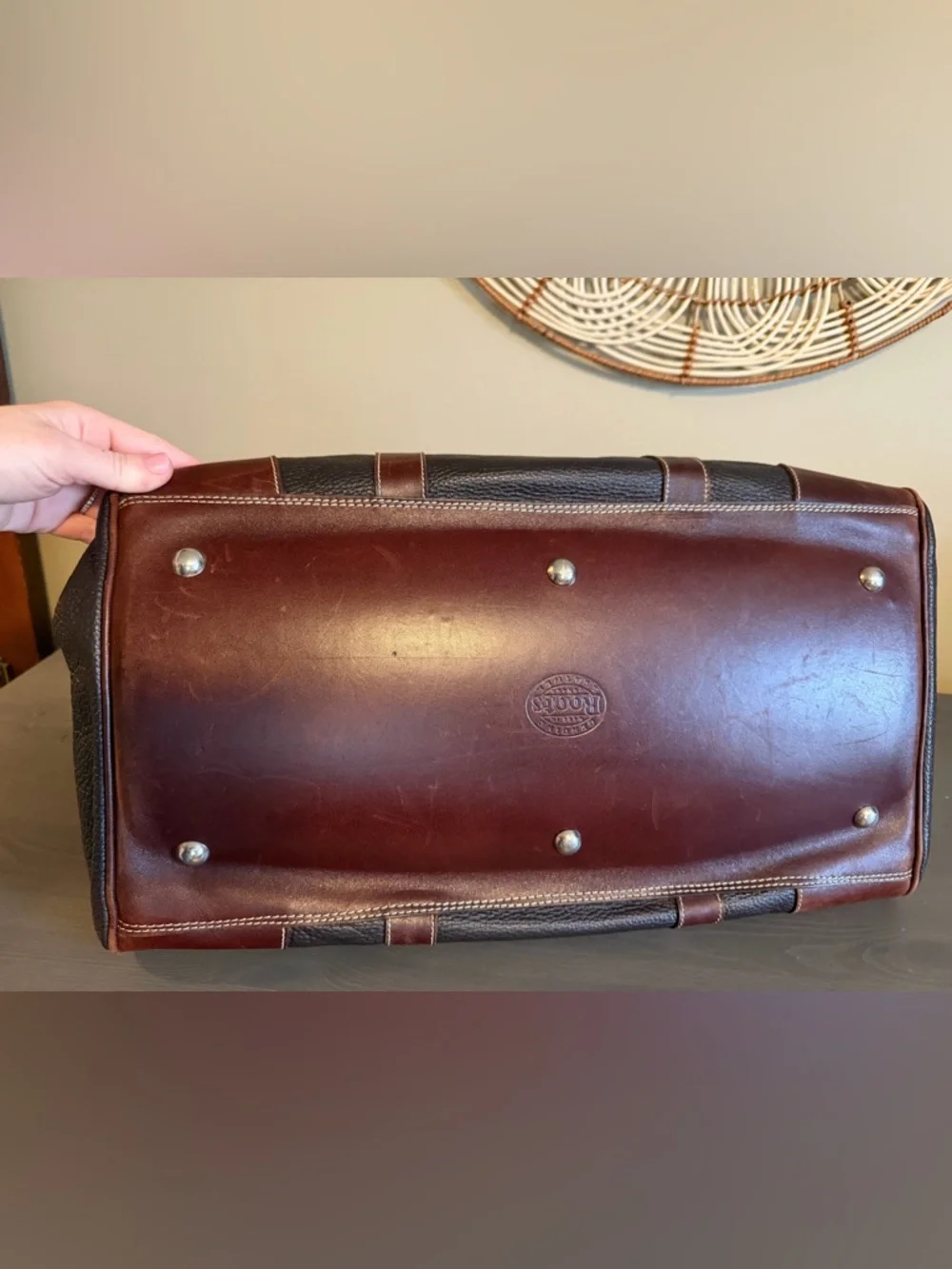 Roots Canada Vintage Leather Weekender Duffel Bag - Brown